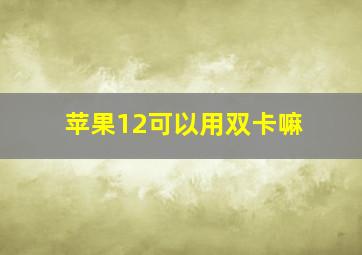 苹果12可以用双卡嘛