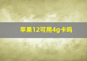 苹果12可用4g卡吗