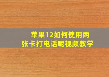 苹果12如何使用两张卡打电话呢视频教学