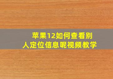 苹果12如何查看别人定位信息呢视频教学