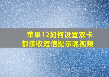 苹果12如何设置双卡都接收短信提示呢视频