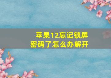 苹果12忘记锁屏密码了怎么办解开