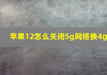 苹果12怎么关闭5g网络换4g