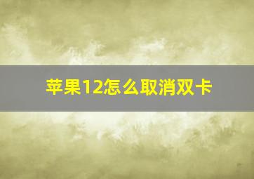 苹果12怎么取消双卡