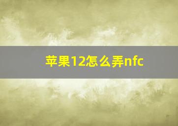 苹果12怎么弄nfc