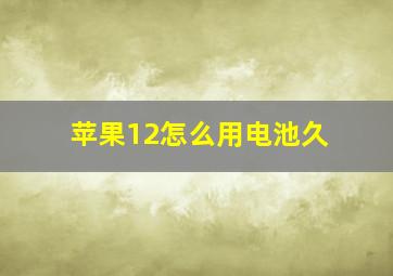 苹果12怎么用电池久