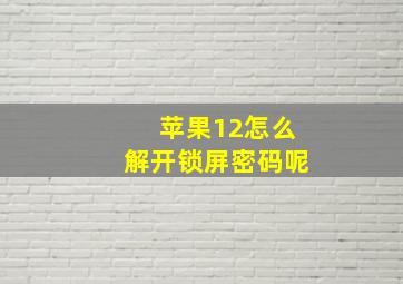 苹果12怎么解开锁屏密码呢