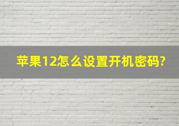 苹果12怎么设置开机密码?