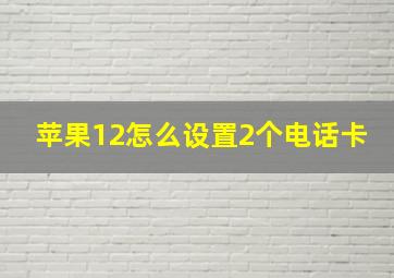 苹果12怎么设置2个电话卡