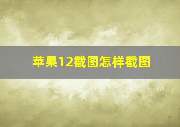 苹果12截图怎样截图