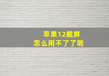 苹果12截屏怎么用不了了呢