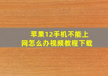 苹果12手机不能上网怎么办视频教程下载