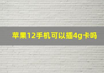 苹果12手机可以插4g卡吗