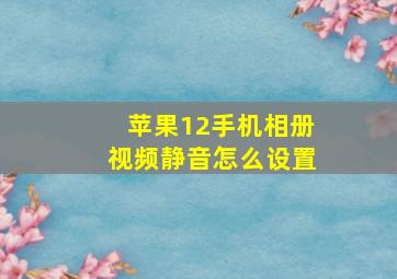 苹果12手机相册视频静音怎么设置