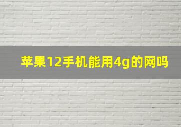 苹果12手机能用4g的网吗