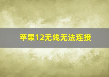 苹果12无线无法连接