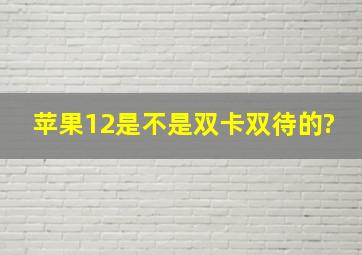 苹果12是不是双卡双待的?