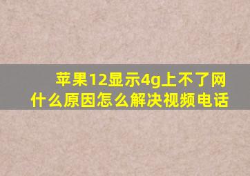 苹果12显示4g上不了网什么原因怎么解决视频电话