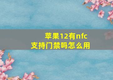 苹果12有nfc支持门禁吗怎么用