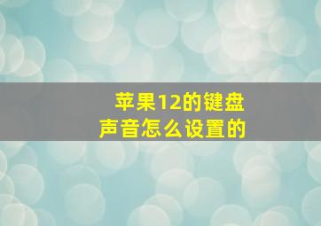 苹果12的键盘声音怎么设置的