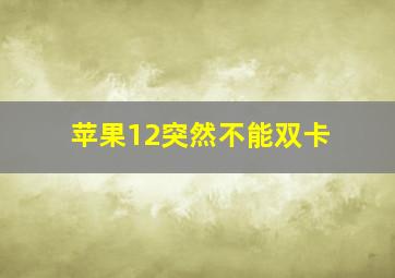 苹果12突然不能双卡