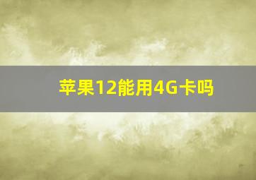 苹果12能用4G卡吗