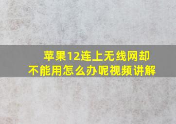 苹果12连上无线网却不能用怎么办呢视频讲解