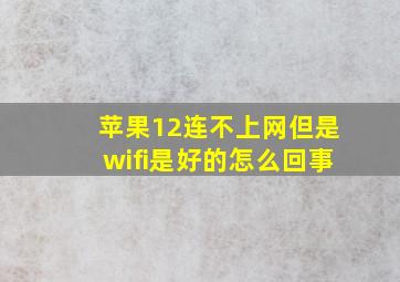 苹果12连不上网但是wifi是好的怎么回事