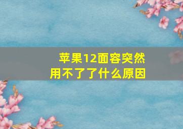 苹果12面容突然用不了了什么原因