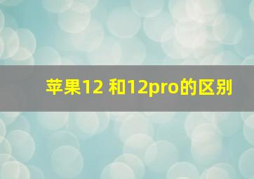 苹果12 和12pro的区别