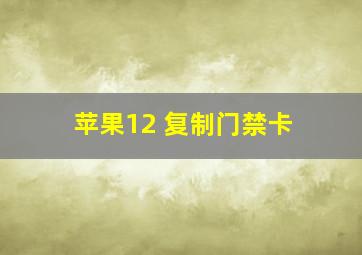 苹果12 复制门禁卡