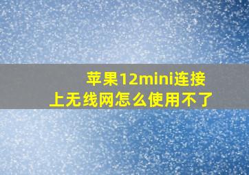 苹果12mini连接上无线网怎么使用不了