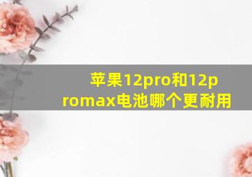 苹果12pro和12promax电池哪个更耐用