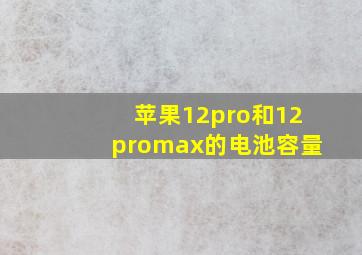 苹果12pro和12promax的电池容量