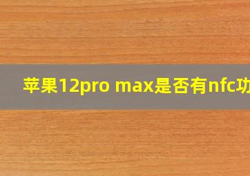 苹果12pro max是否有nfc功能