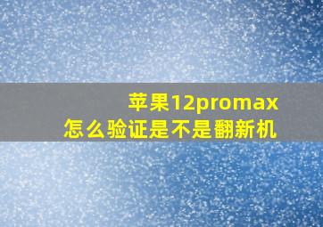 苹果12promax怎么验证是不是翻新机