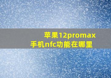 苹果12promax手机nfc功能在哪里