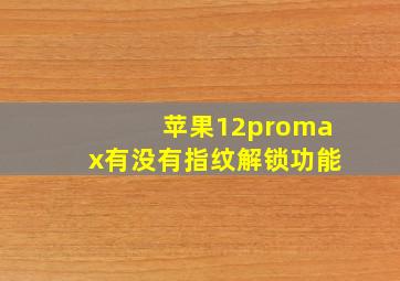 苹果12promax有没有指纹解锁功能