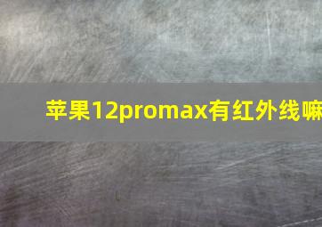 苹果12promax有红外线嘛