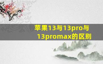 苹果13与13pro与13promax的区别