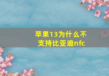 苹果13为什么不支持比亚迪nfc