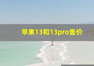 苹果13和13pro售价