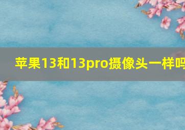 苹果13和13pro摄像头一样吗