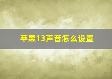 苹果13声音怎么设置