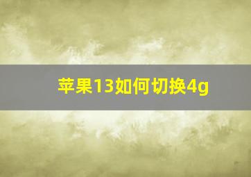 苹果13如何切换4g