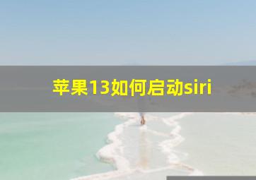 苹果13如何启动siri