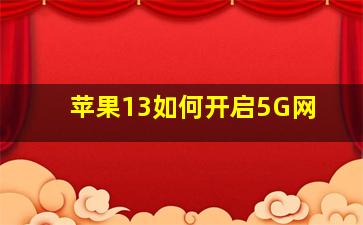 苹果13如何开启5G网