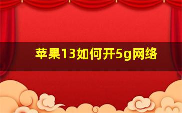 苹果13如何开5g网络