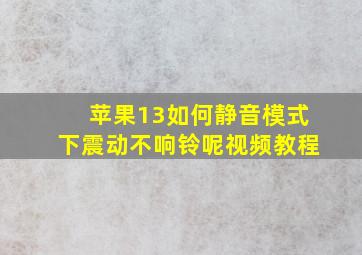 苹果13如何静音模式下震动不响铃呢视频教程