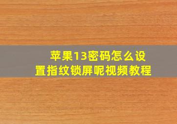 苹果13密码怎么设置指纹锁屏呢视频教程